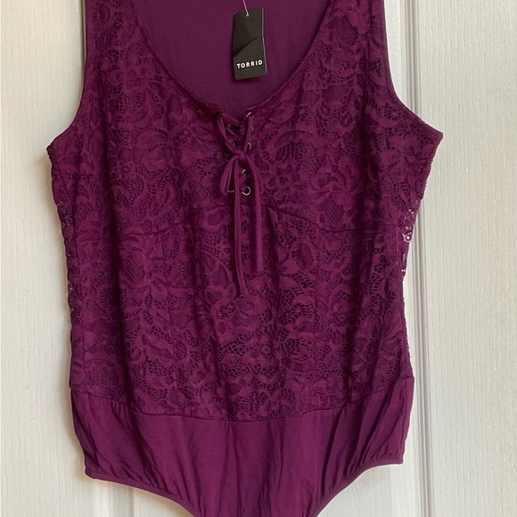 Torrid Deep Purple Lace-Up Bodysuit - Picture 4 of 14